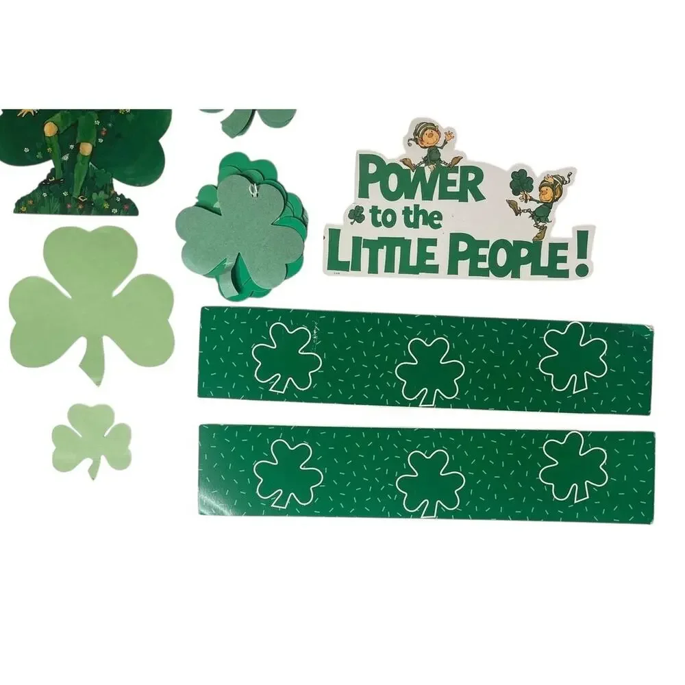 Vtg Cardboard Cut Out Cards St Patricks Day Irish Bulletin Board Decorations Lot